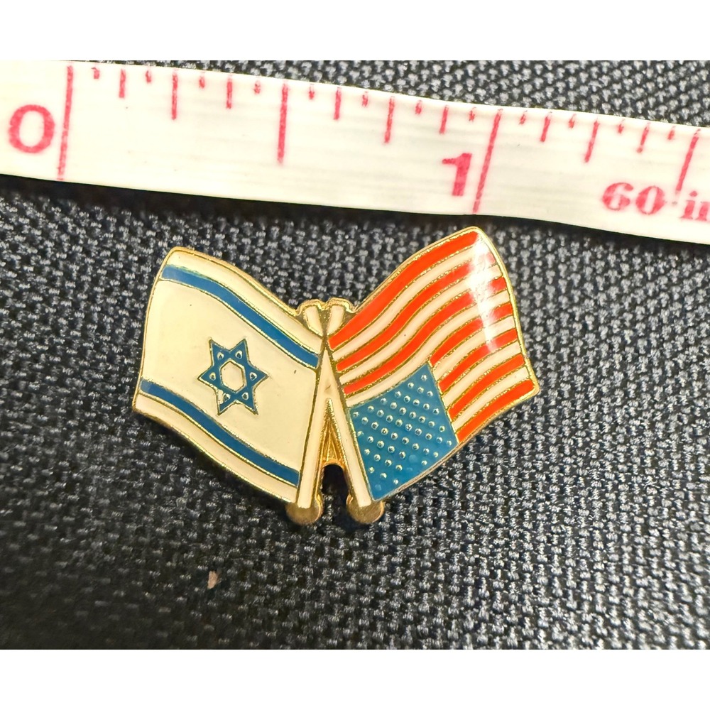 Zechovoy Israel USA Crossed Flags Enamel‎ Lapel Pin 1920-2020 Anniversary Gold